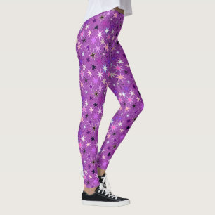 Moderne Sternexplosion Print, Violet Lila und Orch Leggings
