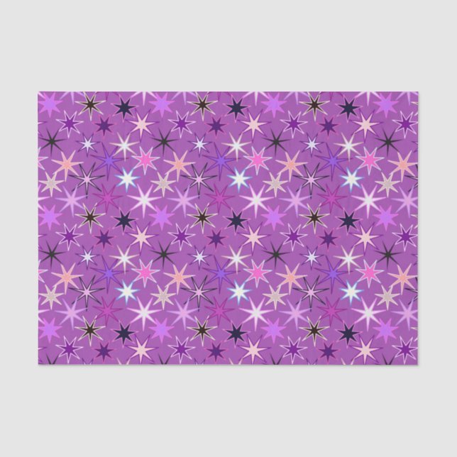 Moderne Sternexplosion Print, Violet Lila und Orch Seidenpapier (Vorderseite)