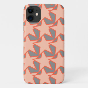 Moderne Sterngeometrie, Korallenorange und Grau Case-Mate iPhone Hülle