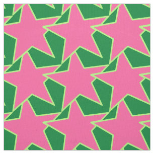 Moderne Sterngeometrie - Wassermelone pink und gr Stoff