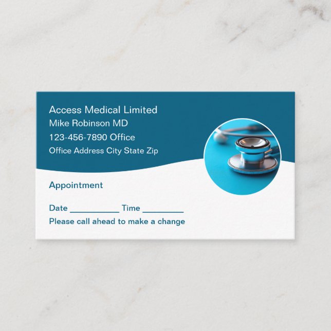 Moderne Stethoscope Medical Doctor Appointment Car Terminkarte (Vorderseite)