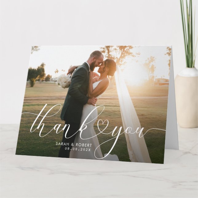 moderne Stift Hochzeit danke Foto-Karte Karte (Vorderseite)