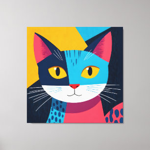 Moderne stilisierte Katze - Flache Grafik-Kunst Leinwanddruck