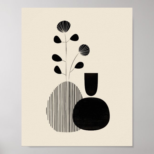 Moderne Stilleben – Minimalistischer Botanischer D Poster (Vorne)