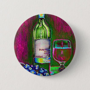 Moderne Stilllebenkunst des Weins und Trauben Button