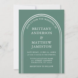 Moderne, stilvolle Arch Wedding Eukalyptus Green Einladung