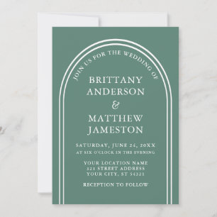 Moderne, stilvolle Arch Wedding Eukalyptus Green Einladung