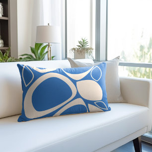 Moderne stilvolle blaue Creme abstrakte Muster Dekokissen