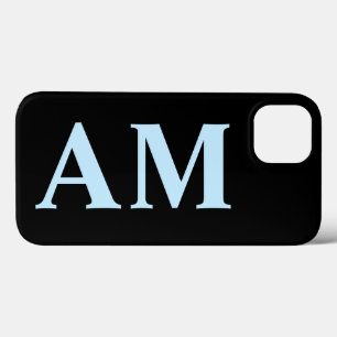 Moderne, stilvolle Blue Black Monogram Initials Case-Mate iPhone Hülle