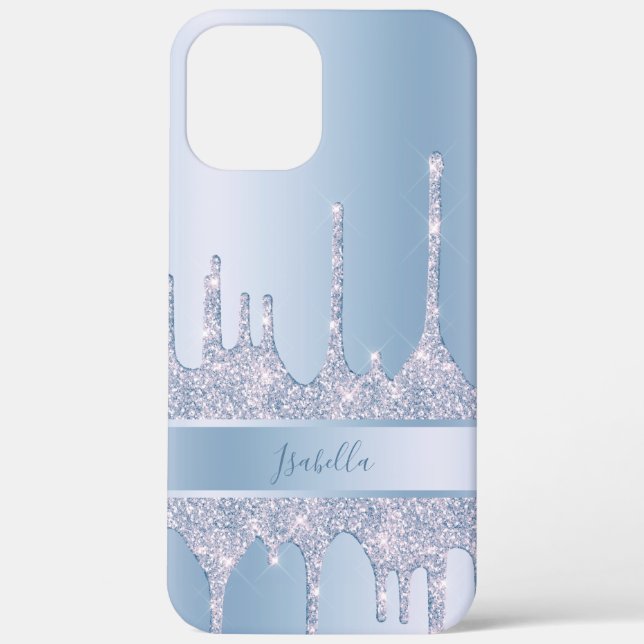 Moderne, stilvolle Blue Glitzer Tropfen maßgeschne Case-Mate iPhone Hülle (Rückseite)