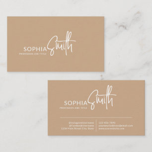 Moderne stilvolle Boho-Cream-Beige-Handschrift Visitenkarte