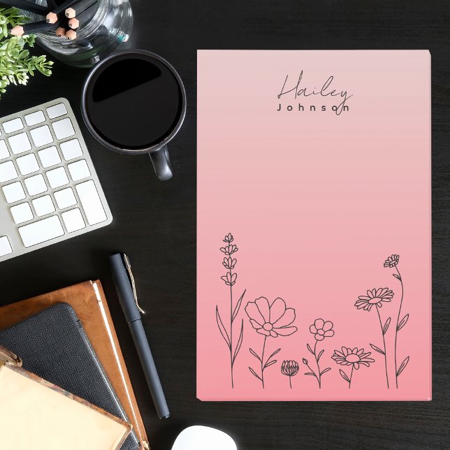 Moderne, stilvolle Boho Wildblumen Floral Pink Post-it Klebezettel (Von Creator hochgeladen)