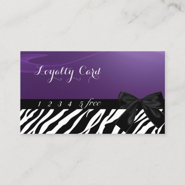 Moderne, stilvolle, Bow,Zebra Print Loyalty Card Treuekarte (Vorderseite)