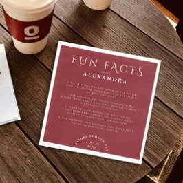 Moderne, stilvolle Burgund Monochrome Fun Fakten B Serviette