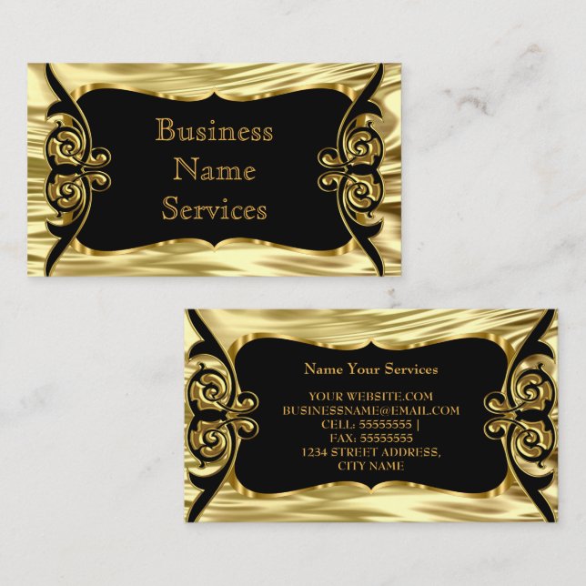 Moderne, stilvolle Business Deko Gold Black Visitenkarte (Vorne/Hinten)