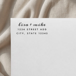 Moderne, stilvolle Couple Names Wedding Address Gummistempel