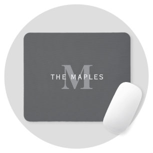 Moderne stilvolle dunkelgraue Monogramm & Name Mousepad