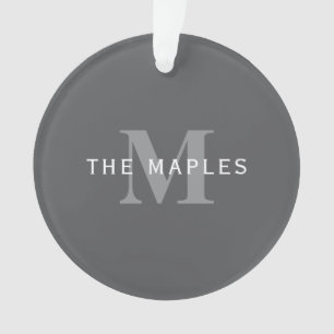 Moderne stilvolle dunkelgraue Monogramm & Name Ornament