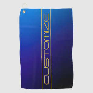 Moderne, stilvolle Editable Gold Text & Blue Lila Golfhandtuch