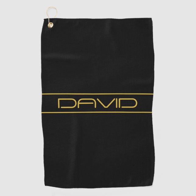 Moderne, stilvolle Editable Gold Text & Line Strei Golfhandtuch (Vorderseite)