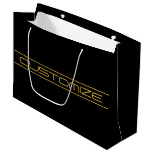 Moderne, stilvolle Editable Gold Text & Line Strei Große Geschenktüte