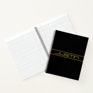 Moderne, stilvolle Editable Gold Text & Line Strei Notizbuch
