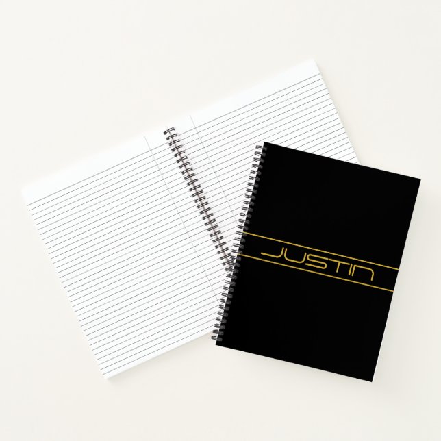 Moderne, stilvolle Editable Gold Text & Line Strei Notizbuch (Innenseite)