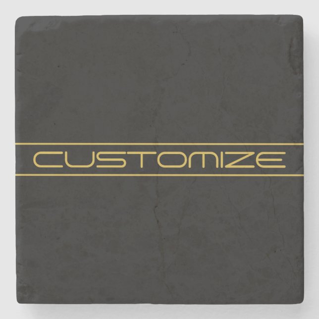 Moderne, stilvolle Editable Gold Text & Line Strei Steinuntersetzer (Vorderseite)