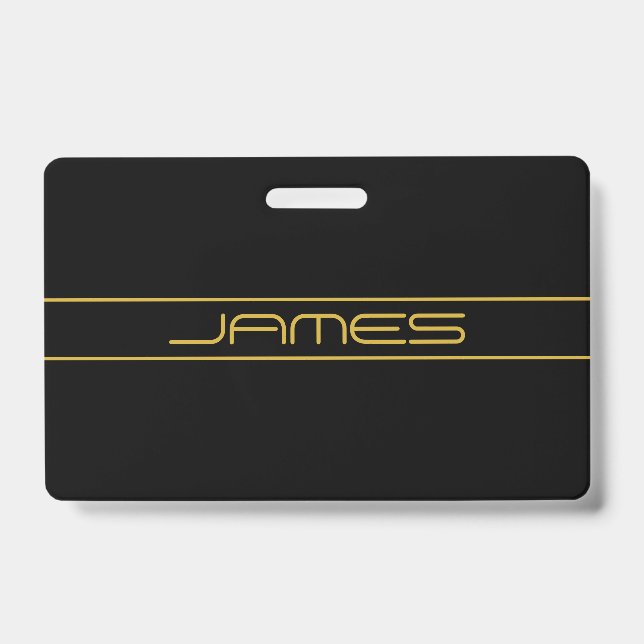 Moderne, stilvolle Editable Gold Text & Stripes Ausweis (Vorderseite)