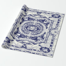 Moderne stilvolle Elegant Navy Blauer Barock Ornam