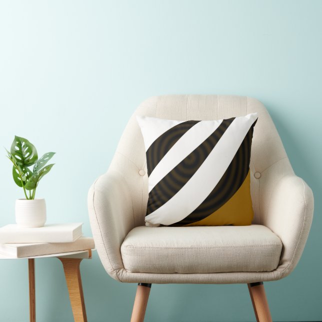 Moderne stilvolle Elegante Schwarz-weiße braune St Kissen (Stuhl )