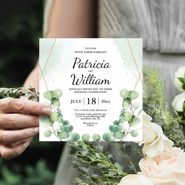 Moderne, stilvolle Eukalyptus Greenery Wedding Par Einladung (Greenery Modern Eucalyptus Wedding Party Invitation, Save The Date Card)