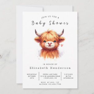 Moderne, stilvolle Farm Cow Baby Dusche Einladung