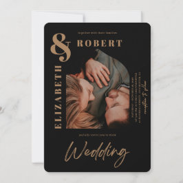 Moderne, stilvolle, fett gearbeitete Foto Hochzeit Einladung