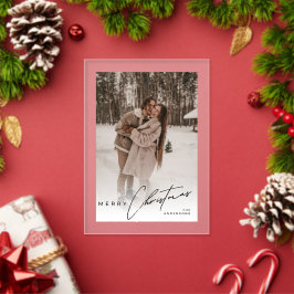 Moderne stilvolle Foto-Elegante Schrift Weihnachts Acryleinladungen