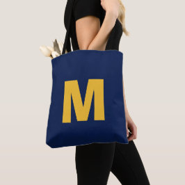 Moderne stilvolle gelbe und blaue Monogrammanfangs Tasche