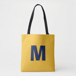 Moderne stilvolle gelbe und blaue Monogrammanfangs Tasche
