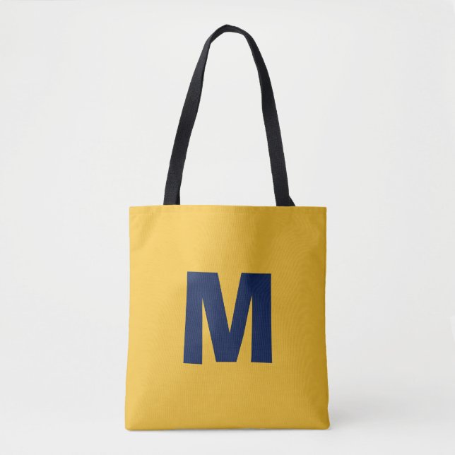 Moderne stilvolle gelbe und blaue Monogrammanfangs Tasche (Vorderseite)