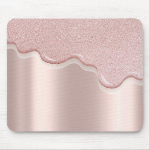 Moderne stilvolle Glitter-Drips Rosen-Gold Mousepad