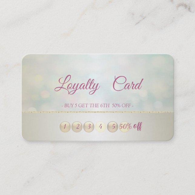 Moderne stilvolle Glitzer Bokeh Makeup Loyalty Car Treuekarte (Vorderseite)