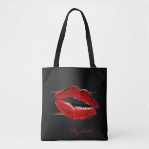 Moderne, stilvolle Glitzer Rote Lippen, schwarz-Pe Tasche