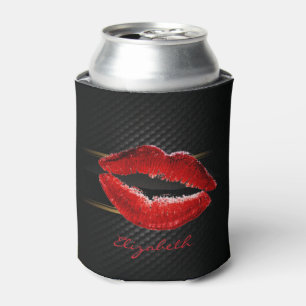 Moderne stilvolle glitzernde rote Lippen, personal Dosenkühler