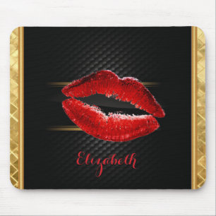 Moderne stilvolle glitzernde rote Lippen, personal Mousepad