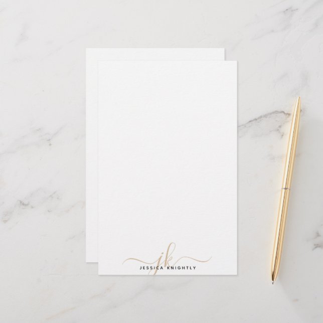 Moderne, stilvolle Gold Monogram Initials Minimal (Vorderseite/Rückseite Beispiel)