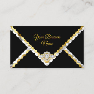 Moderne stilvolle Gold-Schwarz-Weiß-Silber-Diamant Visitenkarte