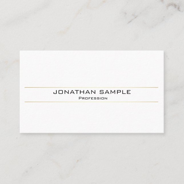 Moderne, stilvolle Gold White Minimalistic Trendy Visitenkarte (Vorderseite)