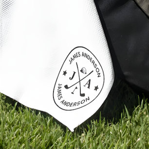 Moderne stilvolle Golfer-Monogramm & Name personal Golfhandtuch