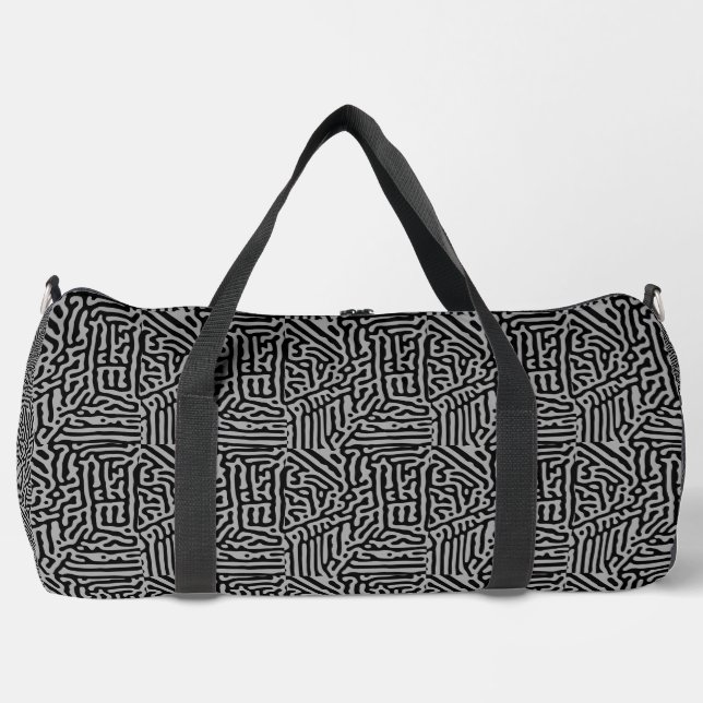 Moderne, stilvolle Gray & Black Classic Duffle Bag (Vorderseite)