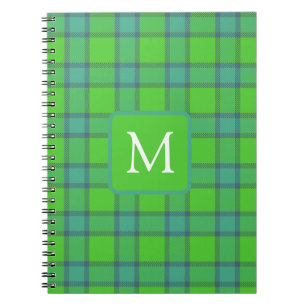 Moderne stilvolle grüne und blaue Karo Tartan Mono Notizblock