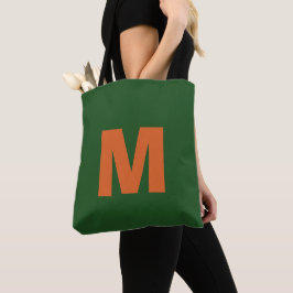 Moderne stilvolle grüne und orangefarbene Monogram Tasche
